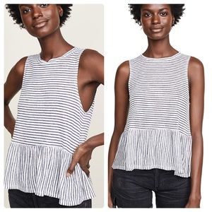 Anthro Ginger G Striped Peplum Top White + Black